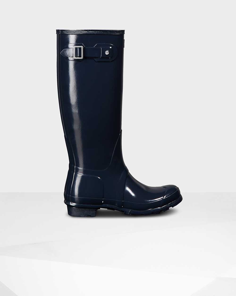 Botas De Agua Mujer - Hunter Original Tall Gloss Azul Marino - YILRHJ-461 - Azul Marino